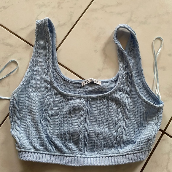 Zara baby blue knitt crop top - Picture 1 of 2